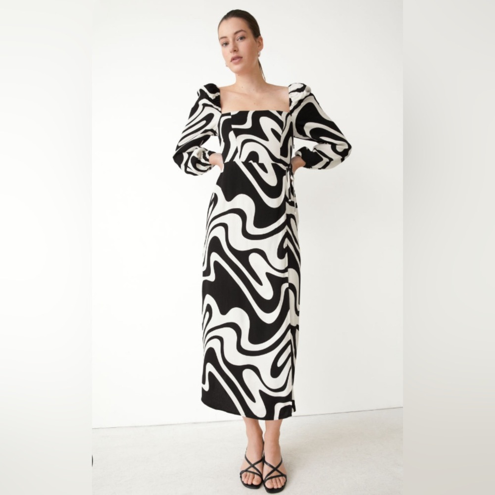 & Other Stories: Square Neck Midi Dress